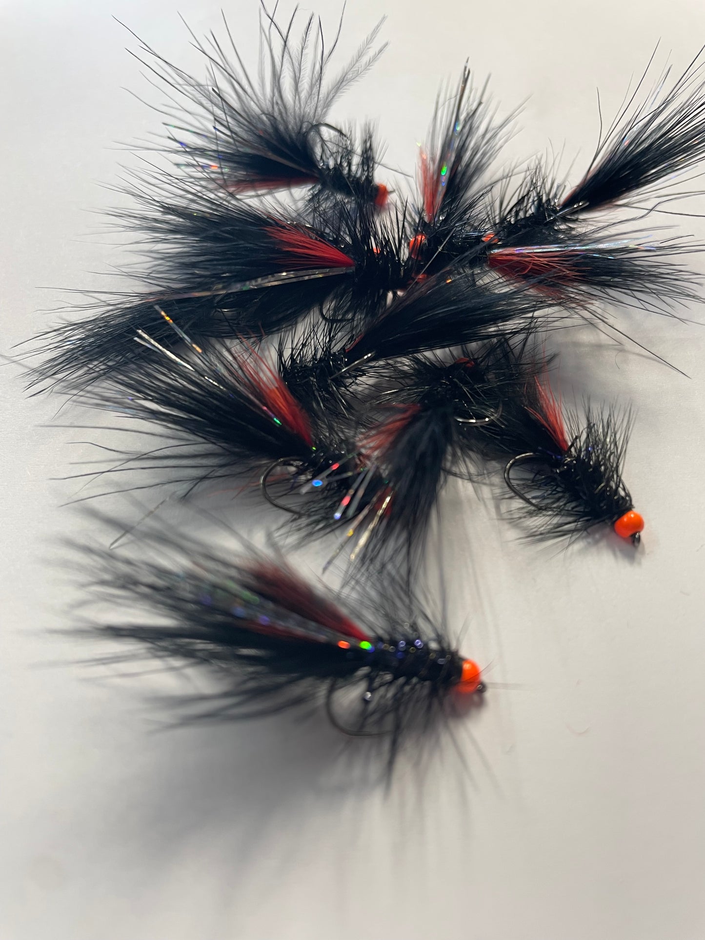 Wooly Bugger - Black and Red with Orange Bead - Size #8