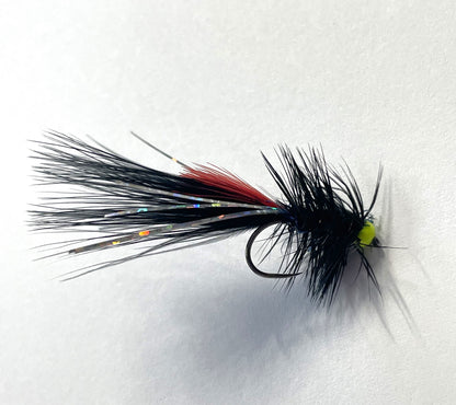 Wooly Bugger - Black and Red with Chartreuse Bead - Size #8